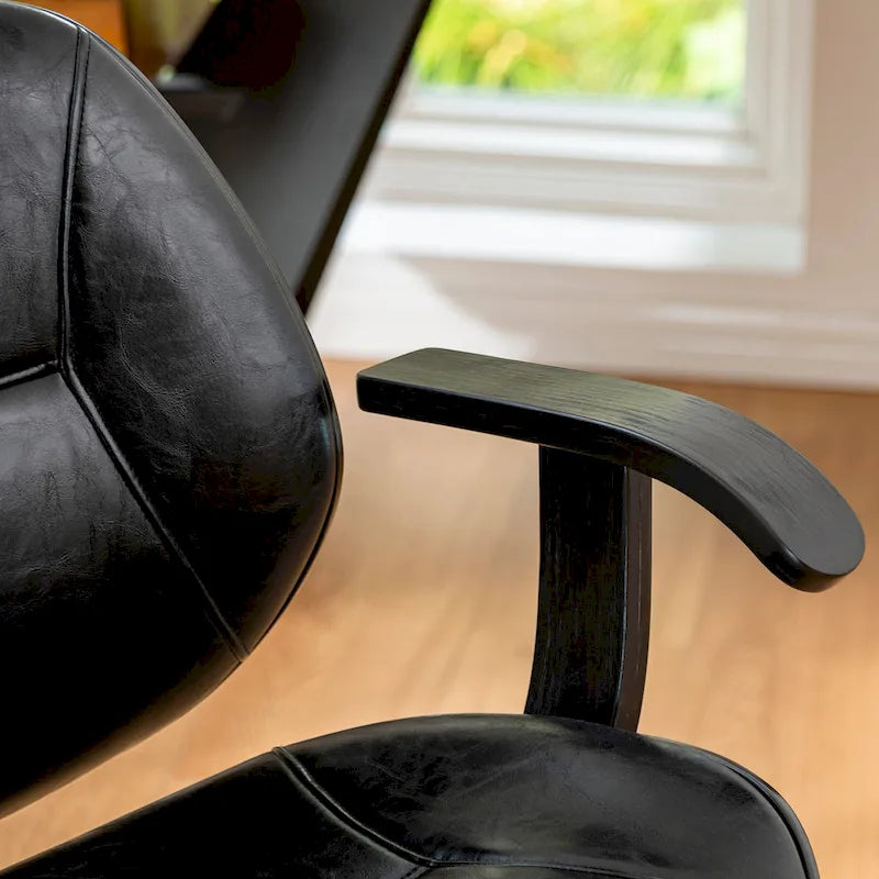 Fauteuil de bureau pivotant réglable en similicuir Glitzhome avec accoudoir, design ergonomique
