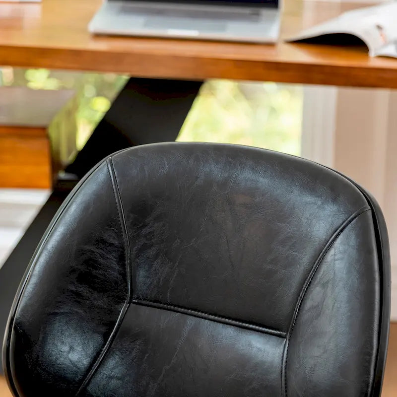 Fauteuil de bureau pivotant réglable en similicuir Glitzhome avec accoudoir, design ergonomique