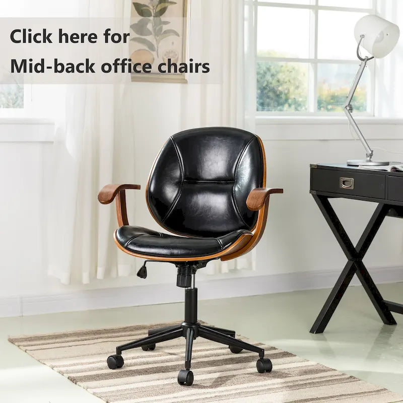 Fauteuil de bureau pivotant réglable en similicuir Glitzhome avec accoudoir, design ergonomique