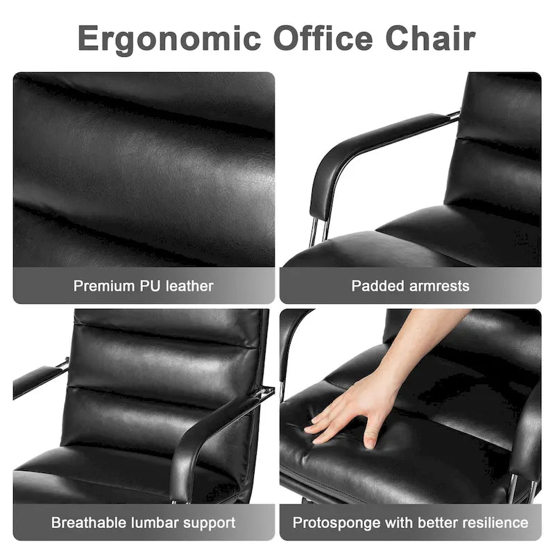 Fauteuil de bureau pivotant réglable en similicuir Glitzhome avec accoudoir, design ergonomique