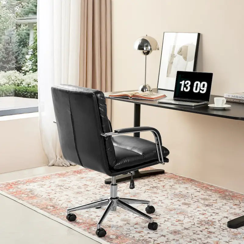 Fauteuil de bureau pivotant réglable en similicuir Glitzhome avec accoudoir, design ergonomique