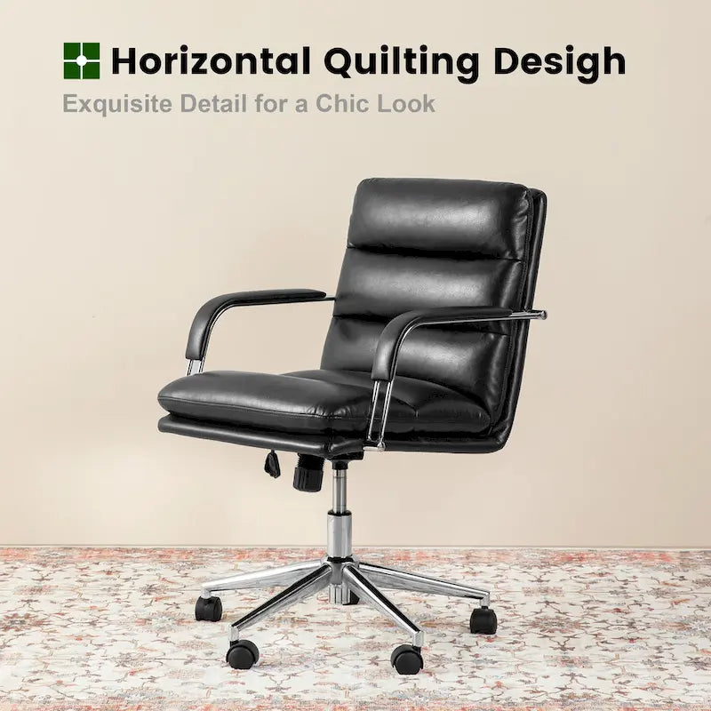 Fauteuil de bureau pivotant réglable en similicuir Glitzhome avec accoudoir, design ergonomique