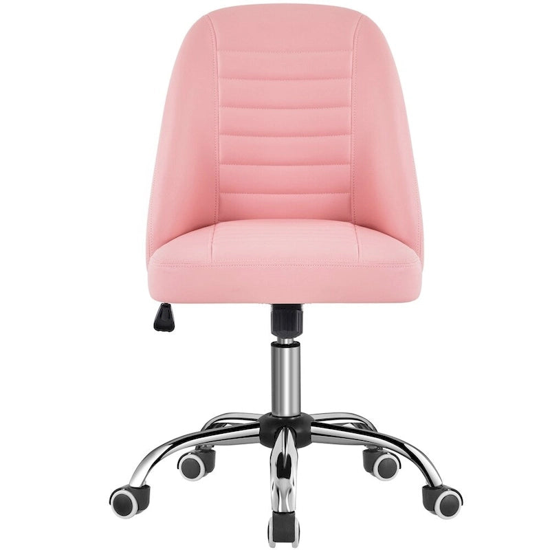 Chaise de bureau mi-dossier en similicuir Yaheetech, fauteuil de bureau moderne capitonné sans accoudoirs - N/A