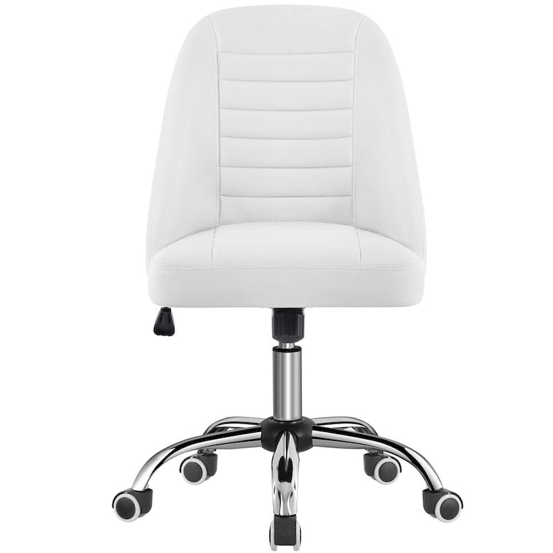 Chaise de bureau mi-dossier en similicuir Yaheetech, fauteuil de bureau moderne capitonné sans accoudoirs - N/A