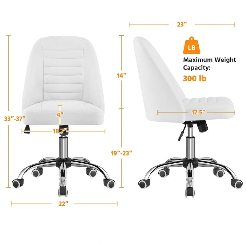 Chaise de bureau mi-dossier en similicuir Yaheetech, fauteuil de bureau moderne capitonné sans accoudoirs - N/A