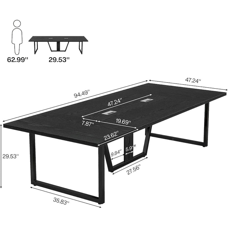 Table de conférence de 2,40 m Grande table de réunion de 240 cm Table de podcast