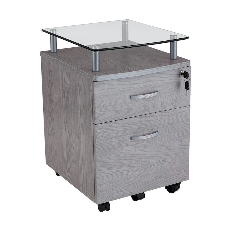 Classeur roulant Porch & Den Capilano avec plateau en verre