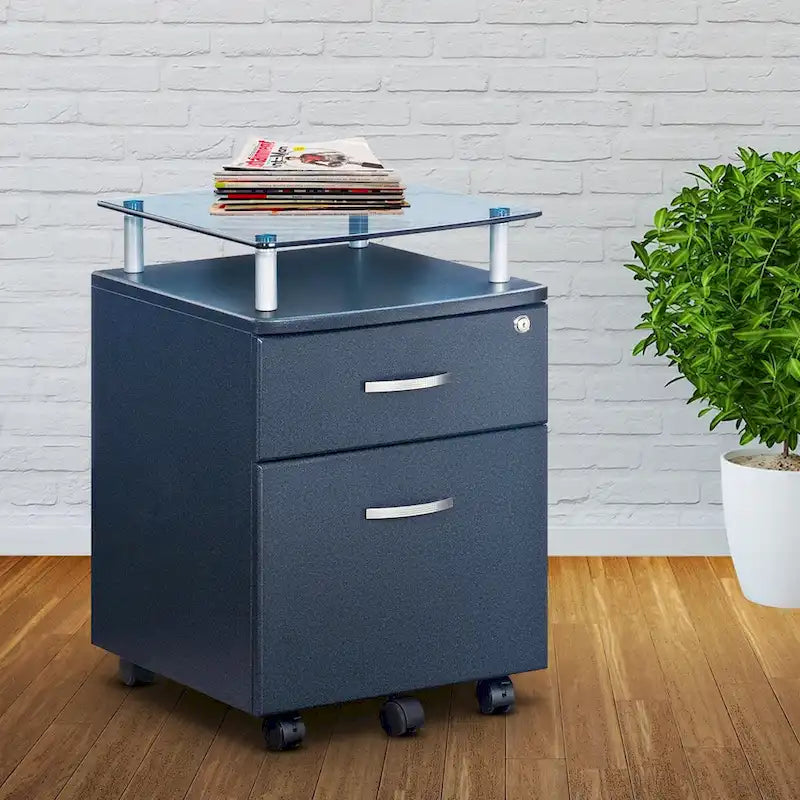 Classeur roulant Porch & Den Capilano avec plateau en verre