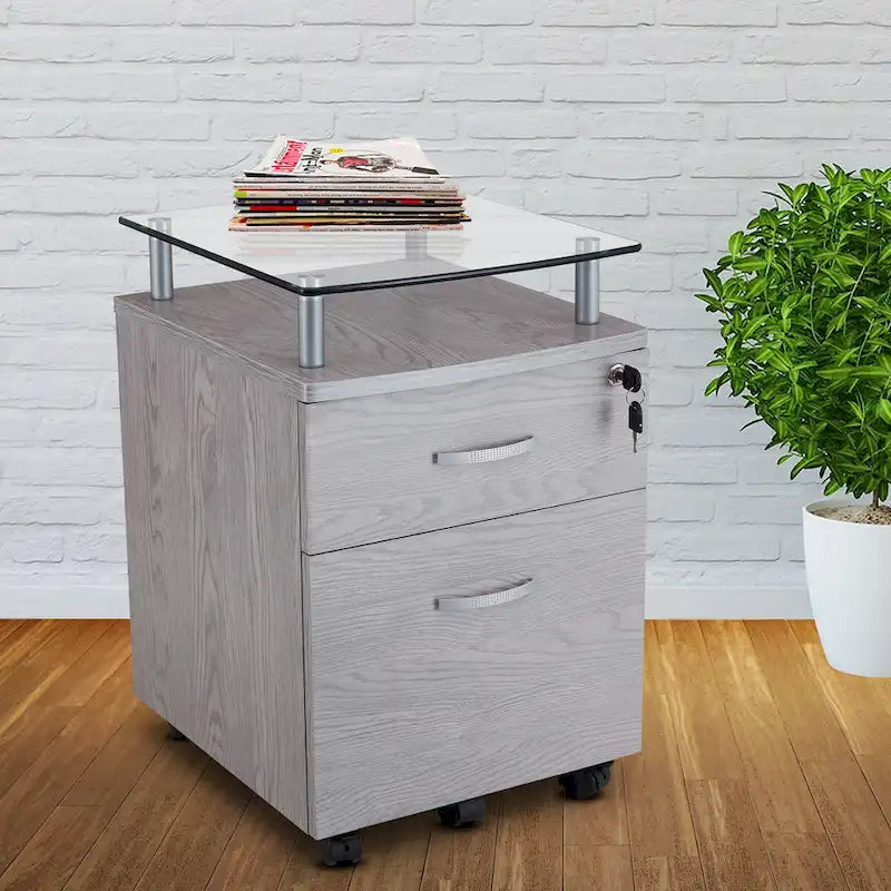 Classeur roulant Porch & Den Capilano avec plateau en verre