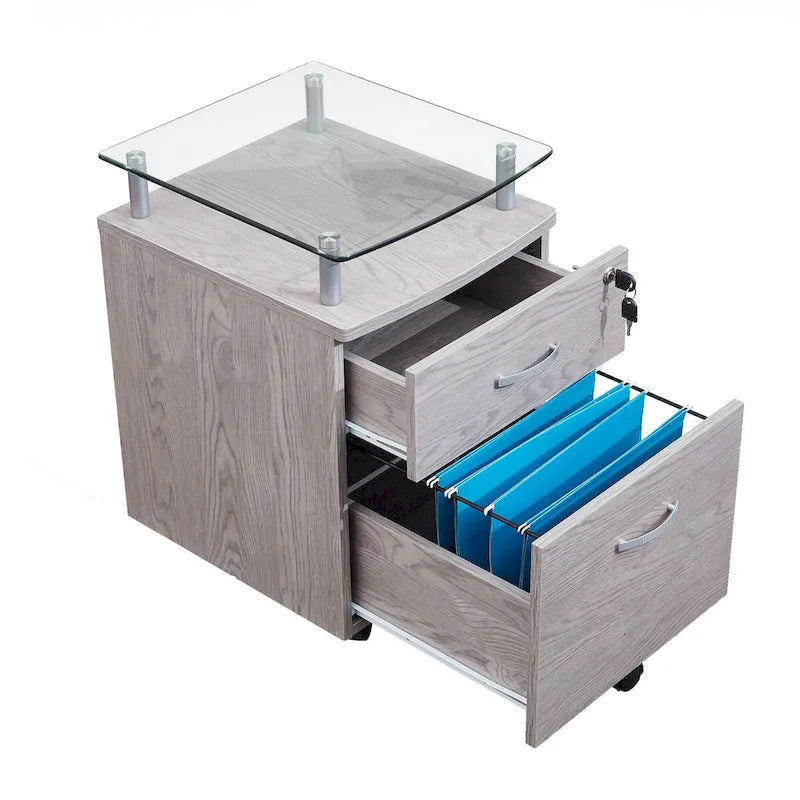 Classeur roulant Porch & Den Capilano avec plateau en verre