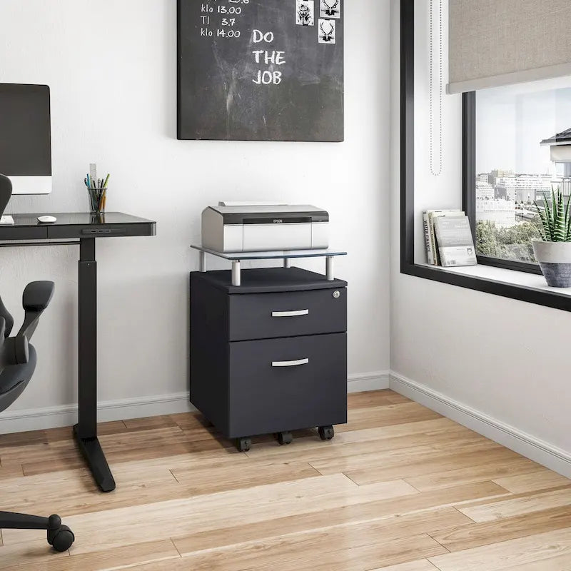 Classeur roulant Porch & Den Capilano avec plateau en verre