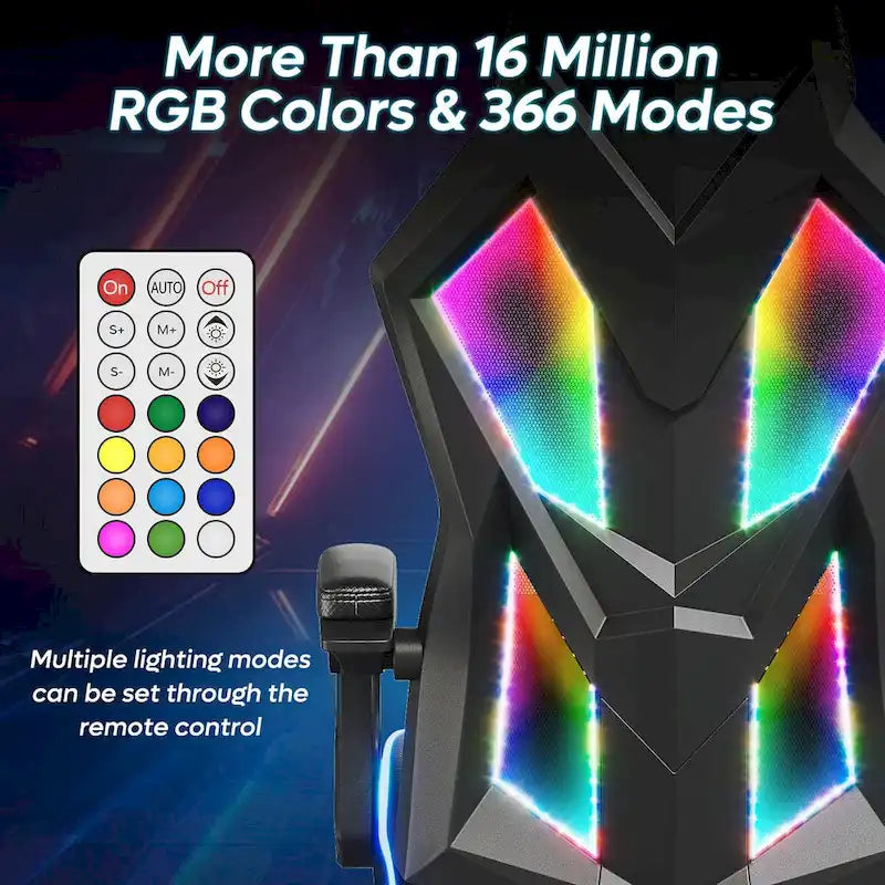 Chaise de jeu ergonomique avec lumières LED RGB, chaise d'ordinateur en tissu ventilé avec coussin à ressorts ensachés et accoudoirs articulés