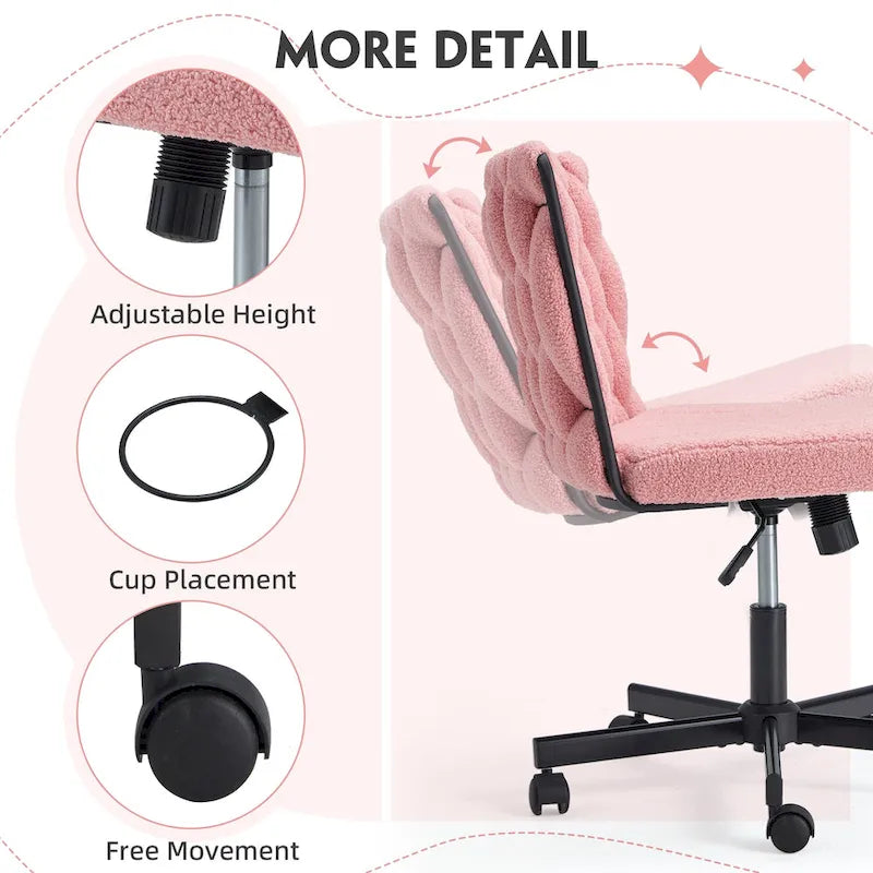 Chaise de bureau EROMMY à pieds croisésChaise sans accoudoirs entrecroisée avec roulettesRéglable en hauteur pour bureau, chambre, salon - S.O.