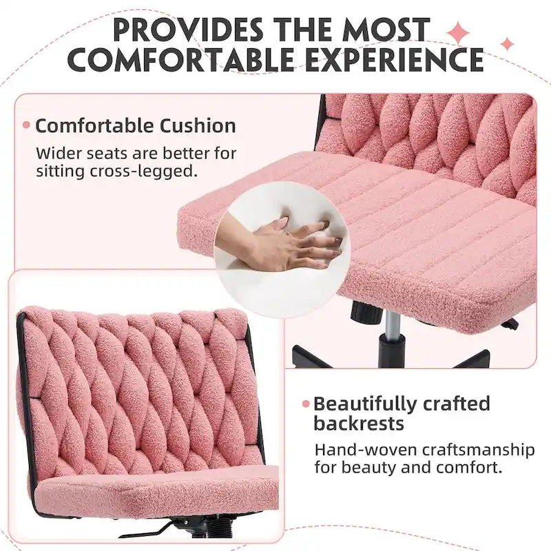 Chaise de bureau EROMMY à pieds croisésChaise sans accoudoirs entrecroisée avec roulettesRéglable en hauteur pour bureau, chambre, salon - S.O.