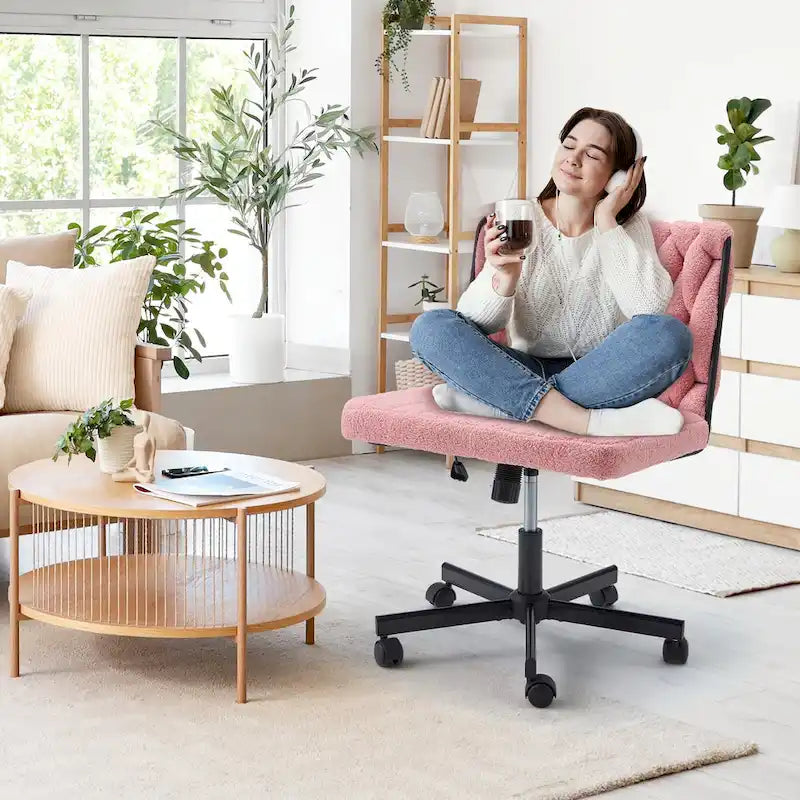 Chaise de bureau EROMMY à pieds croisésChaise sans accoudoirs entrecroisée avec roulettesRéglable en hauteur pour bureau, chambre, salon - S.O.