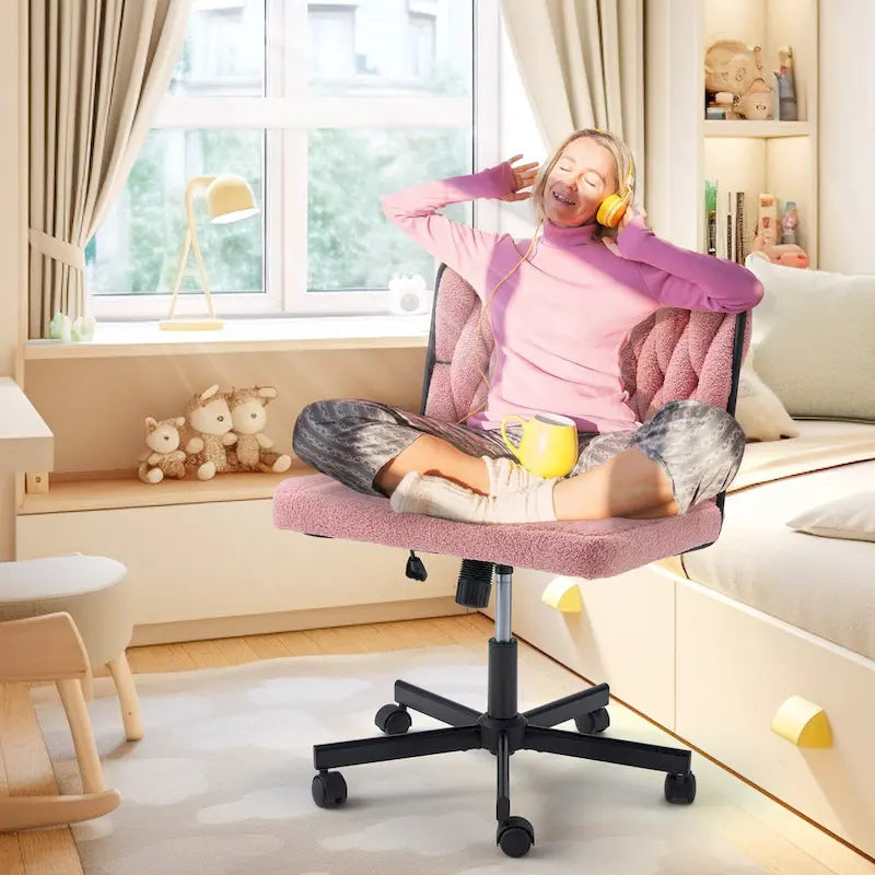 Chaise de bureau EROMMY à pieds croisésChaise sans accoudoirs entrecroisée avec roulettesRéglable en hauteur pour bureau, chambre, salon - S.O.