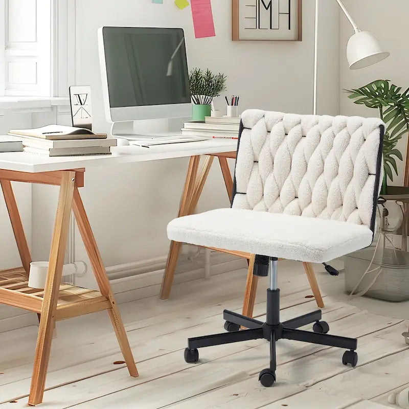 Chaise de bureau EROMMY à pieds croisésChaise sans accoudoirs entrecroisée avec roulettesRéglable en hauteur pour bureau, chambre, salon - S.O.