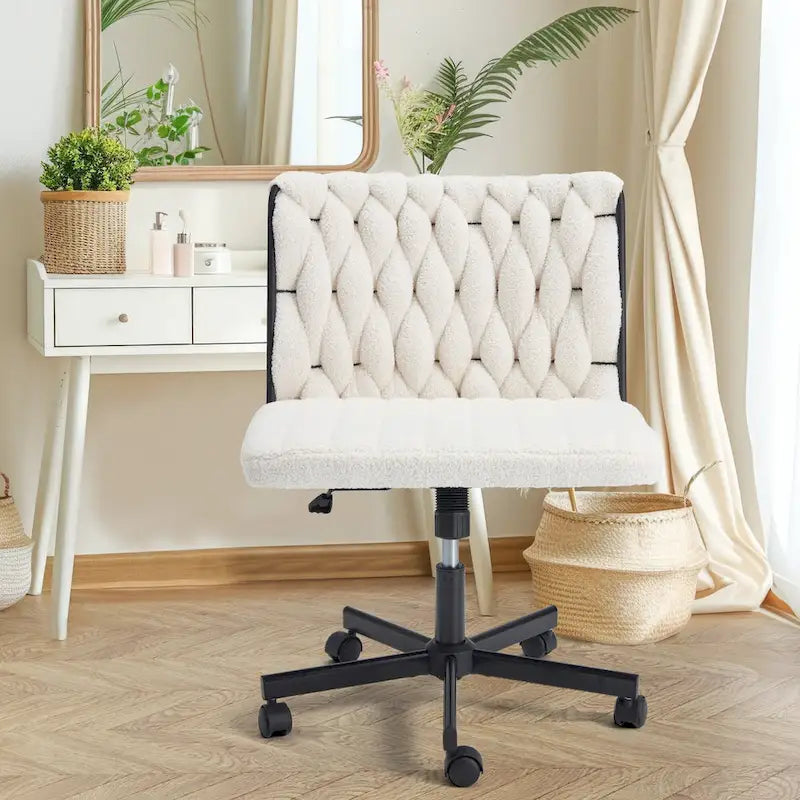 Chaise de bureau EROMMY à pieds croisésChaise sans accoudoirs entrecroisée avec roulettesRéglable en hauteur pour bureau, chambre, salon - S.O.