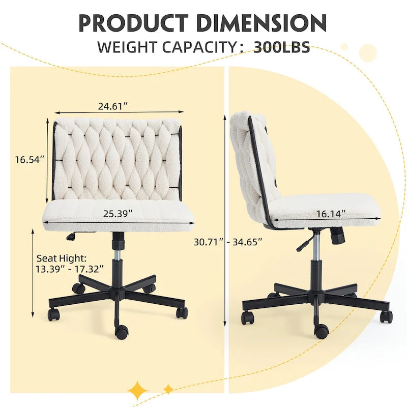Chaise de bureau EROMMY à pieds croisésChaise sans accoudoirs entrecroisée avec roulettesRéglable en hauteur pour bureau, chambre, salon - S.O.