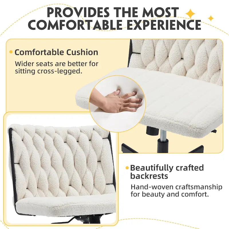 Chaise de bureau EROMMY à pieds croisésChaise sans accoudoirs entrecroisée avec roulettesRéglable en hauteur pour bureau, chambre, salon - S.O.