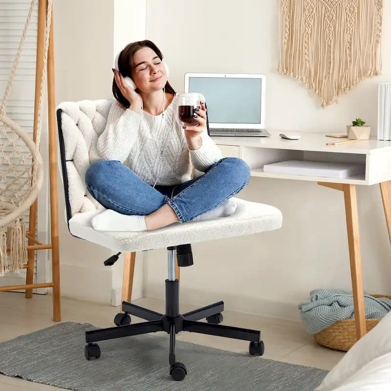 Chaise de bureau EROMMY à pieds croisésChaise sans accoudoirs entrecroisée avec roulettesRéglable en hauteur pour bureau, chambre, salon - S.O.