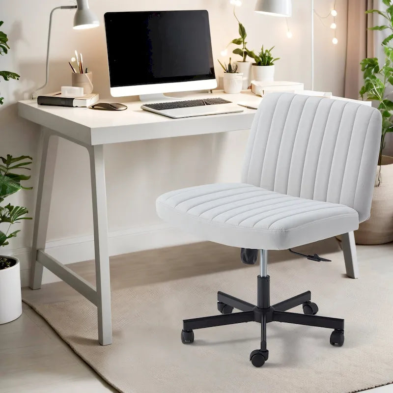 Chaise de bureau EROMMY à pieds croisésChaise sans accoudoirs entrecroisée avec roulettesRéglable en hauteur pour bureau, chambre, salon - S.O.