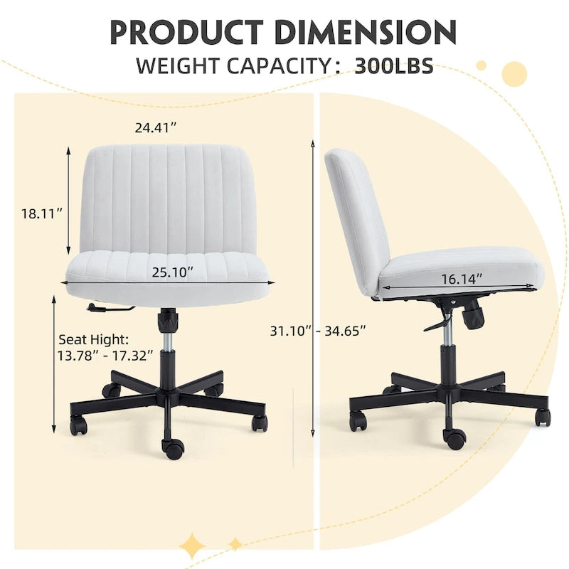 Chaise de bureau EROMMY à pieds croisésChaise sans accoudoirs entrecroisée avec roulettesRéglable en hauteur pour bureau, chambre, salon - S.O.