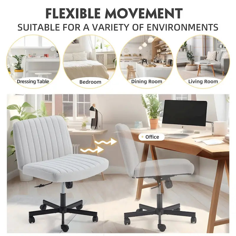 Chaise de bureau EROMMY à pieds croisésChaise sans accoudoirs entrecroisée avec roulettesRéglable en hauteur pour bureau, chambre, salon - S.O.