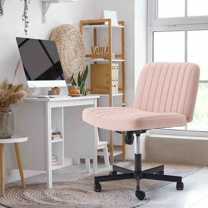 Chaise de bureau EROMMY à pieds croisésChaise sans accoudoirs entrecroisée avec roulettesRéglable en hauteur pour bureau, chambre, salon - S.O.
