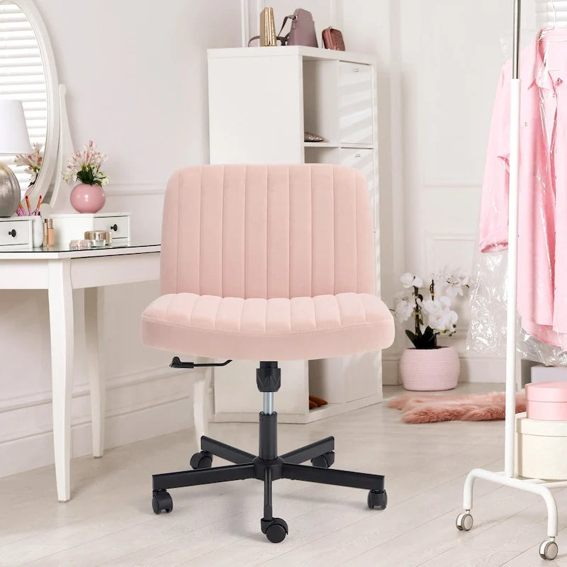Chaise de bureau EROMMY à pieds croisésChaise sans accoudoirs entrecroisée avec roulettesRéglable en hauteur pour bureau, chambre, salon - S.O.