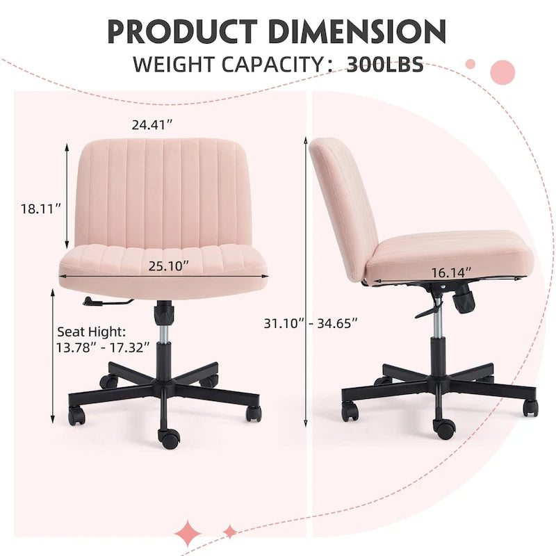 Chaise de bureau EROMMY à pieds croisésChaise sans accoudoirs entrecroisée avec roulettesRéglable en hauteur pour bureau, chambre, salon - S.O.
