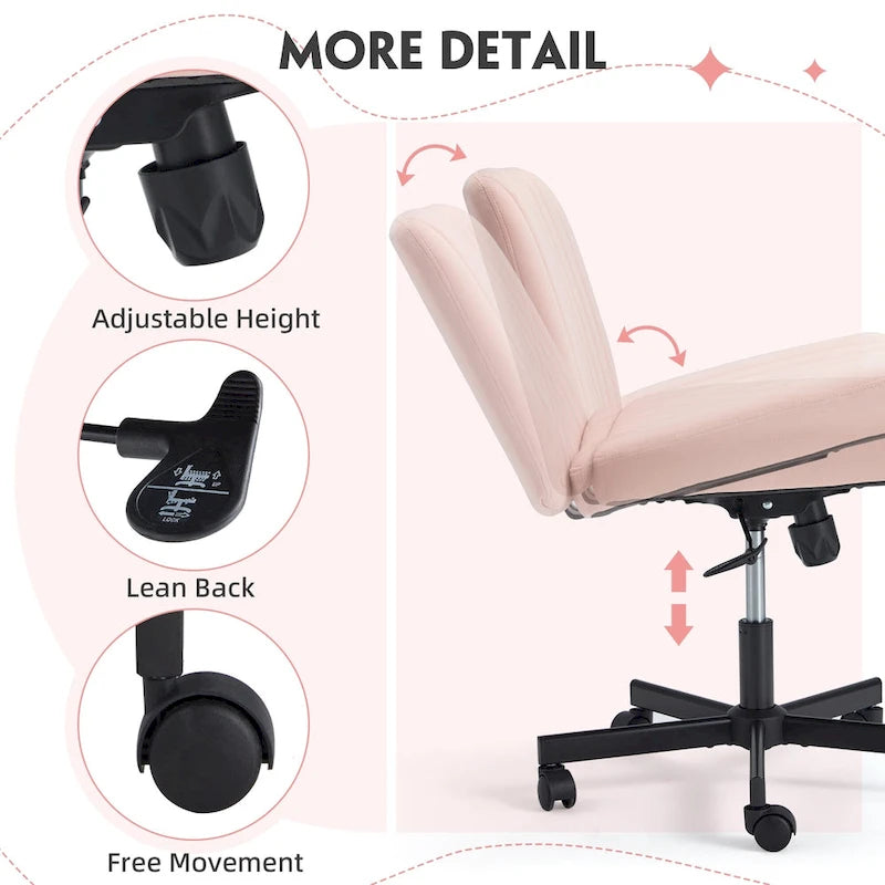 Chaise de bureau EROMMY à pieds croisésChaise sans accoudoirs entrecroisée avec roulettesRéglable en hauteur pour bureau, chambre, salon - S.O.