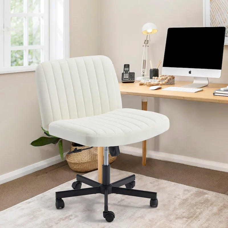 Chaise de bureau EROMMY à pieds croisésChaise sans accoudoirs entrecroisée avec roulettesRéglable en hauteur pour bureau, chambre, salon - S.O.