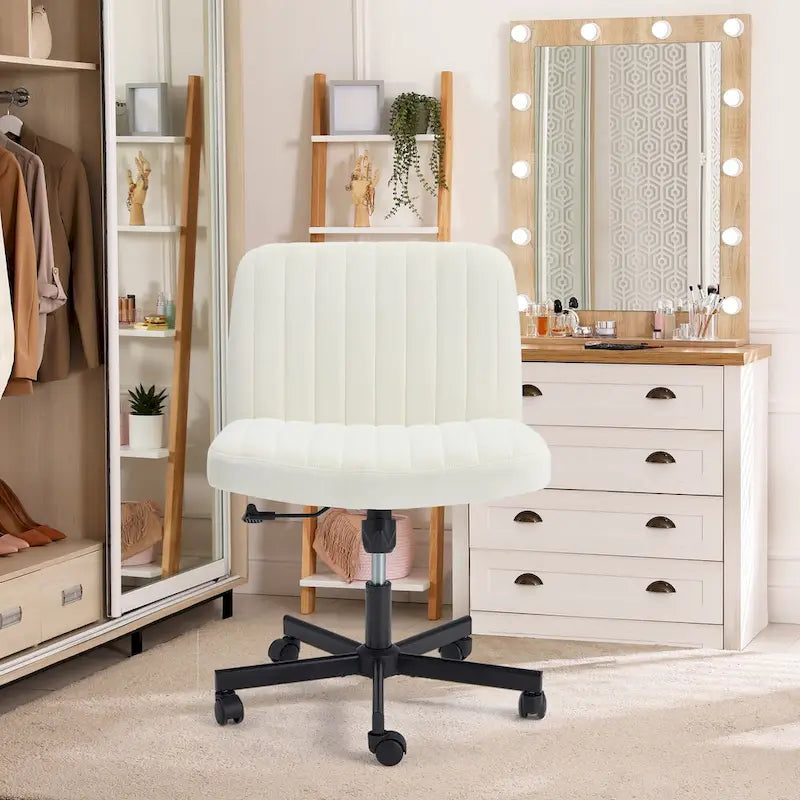 Chaise de bureau EROMMY à pieds croisésChaise sans accoudoirs entrecroisée avec roulettesRéglable en hauteur pour bureau, chambre, salon - S.O.