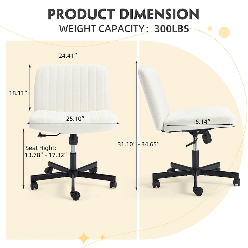 Chaise de bureau EROMMY à pieds croisésChaise sans accoudoirs entrecroisée avec roulettesRéglable en hauteur pour bureau, chambre, salon - S.O.