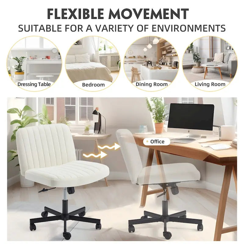 Chaise de bureau EROMMY à pieds croisésChaise sans accoudoirs entrecroisée avec roulettesRéglable en hauteur pour bureau, chambre, salon - S.O.