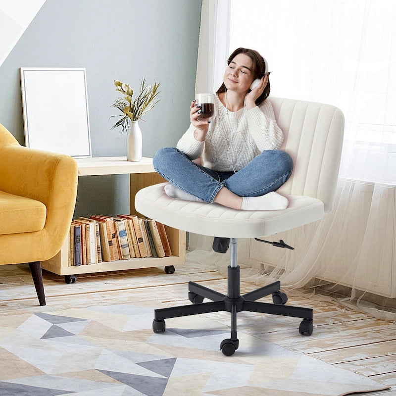 Chaise de bureau EROMMY à pieds croisésChaise sans accoudoirs entrecroisée avec roulettesRéglable en hauteur pour bureau, chambre, salon - S.O.