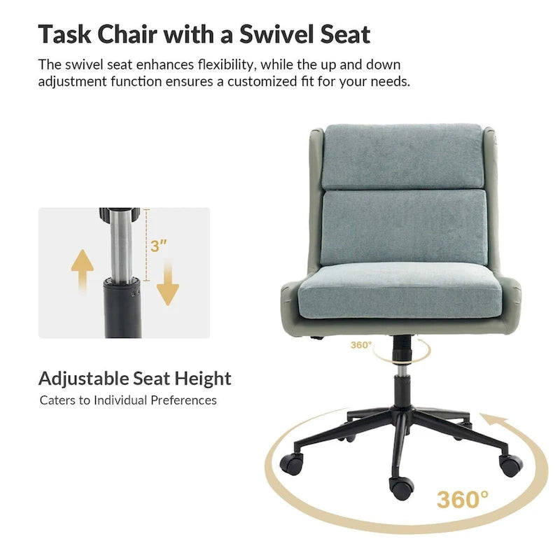 Fauteuil de bureau moderne pivotant et inclinable Siegfried avec revêtement souple amovible par HULALA HOME