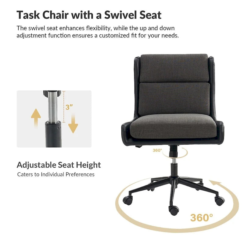 Fauteuil de bureau moderne pivotant et inclinable Siegfried avec revêtement souple amovible par HULALA HOME