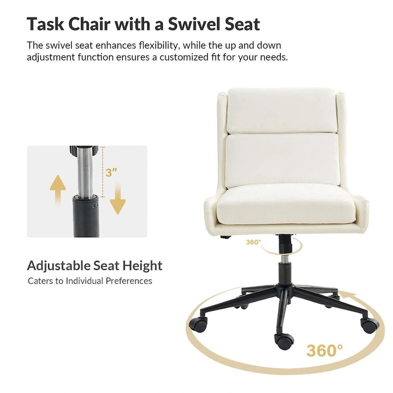 Fauteuil de bureau moderne pivotant et inclinable Siegfried avec revêtement souple amovible par HULALA HOME