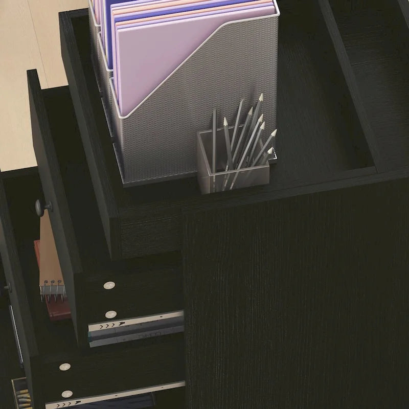 Meuble de rangement de bureau HOMCOM à 3 tiroirs, tiroir de bureau sur roulettes avec plateau amovible, support d'imprimante sous bureau avec rangement