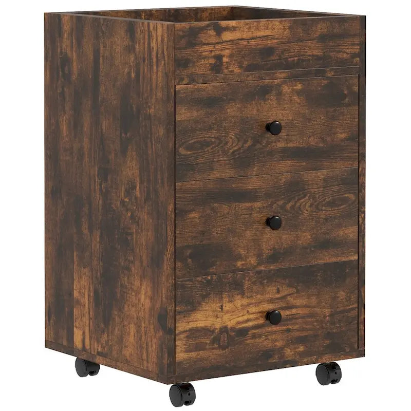 Meuble de rangement de bureau HOMCOM à 3 tiroirs, tiroir de bureau sur roulettes avec plateau amovible, support d'imprimante sous bureau avec rangement