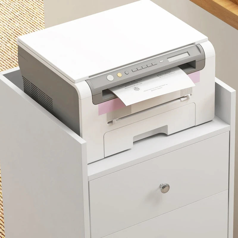 Meuble de rangement de bureau HOMCOM à 3 tiroirs, tiroir de bureau sur roulettes avec plateau amovible, support d'imprimante sous bureau avec rangement