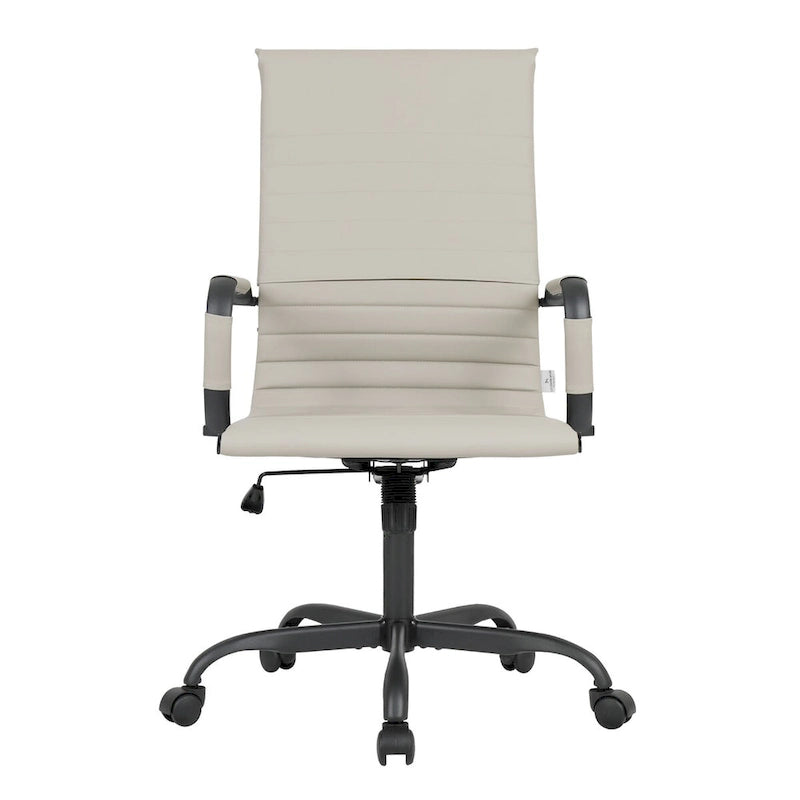 Chaise de bureau pivotante à dossier haut réglable en cuir côtelé Harris avec cadre en métal noir pour la maison, la salle de conférence ou le bureau