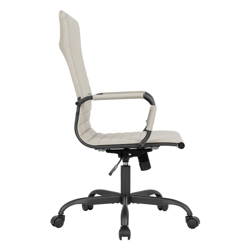 Chaise de bureau pivotante à dossier haut réglable en cuir côtelé Harris avec cadre en métal noir pour la maison, la salle de conférence ou le bureau