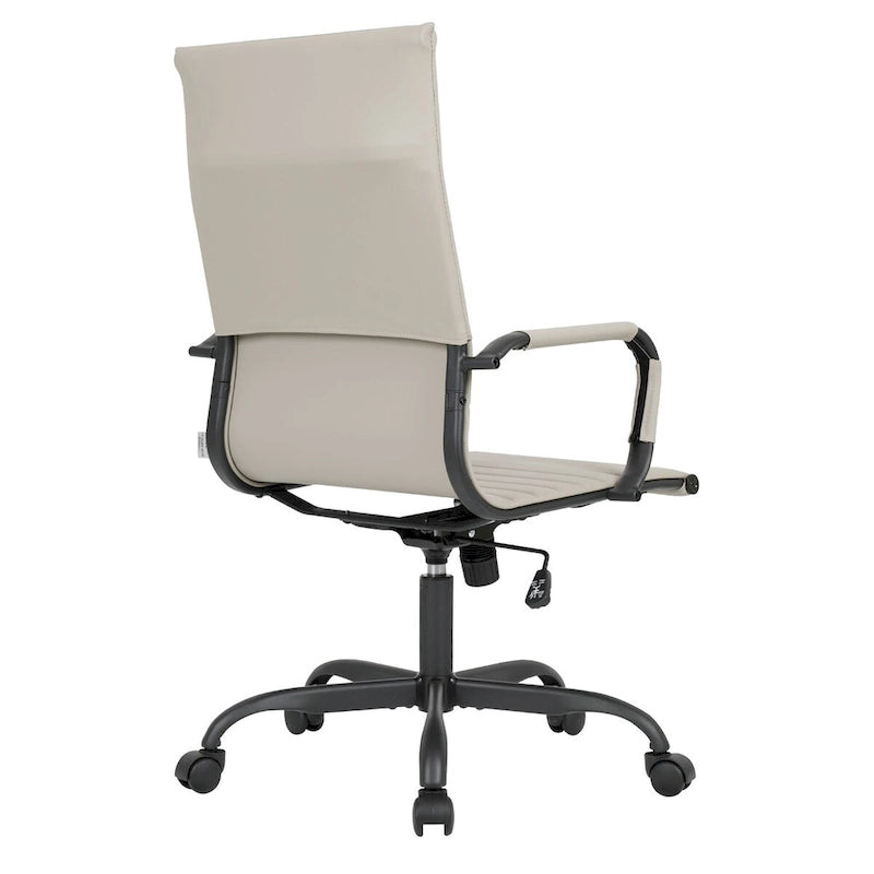 Chaise de bureau pivotante à dossier haut réglable en cuir côtelé Harris avec cadre en métal noir pour la maison, la salle de conférence ou le bureau