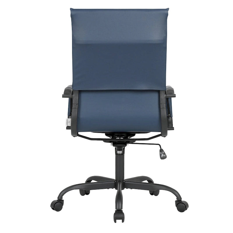 Chaise de bureau pivotante à dossier haut réglable en cuir côtelé Harris avec cadre en métal noir pour la maison, la salle de conférence ou le bureau