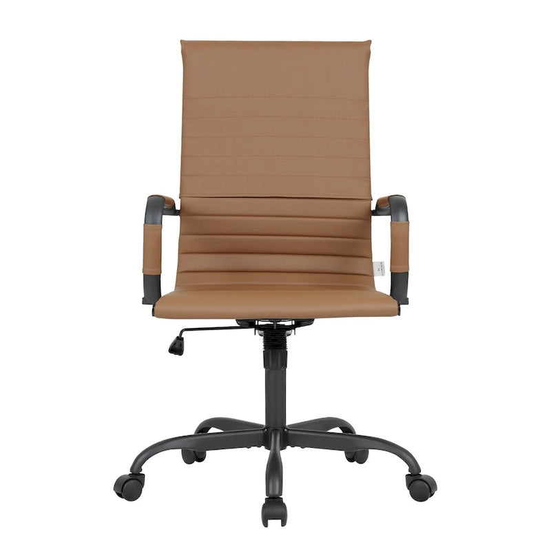 Chaise de bureau pivotante à dossier haut réglable en cuir côtelé Harris avec cadre en métal noir pour la maison, la salle de conférence ou le bureau