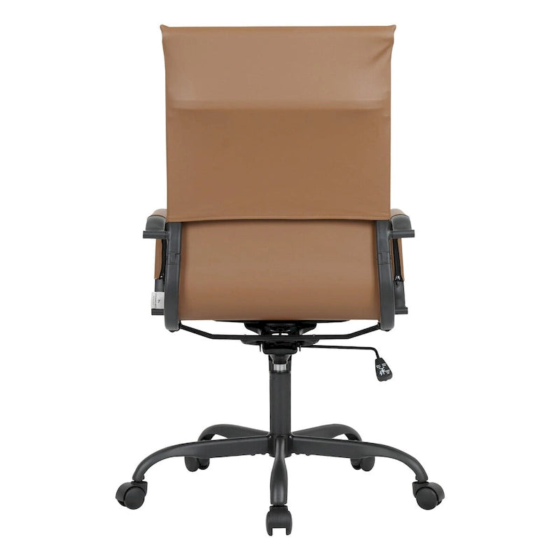 Chaise de bureau pivotante à dossier haut réglable en cuir côtelé Harris avec cadre en métal noir pour la maison, la salle de conférence ou le bureau