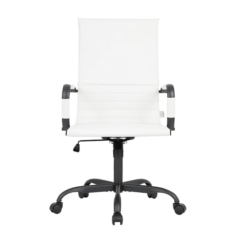 Chaise de bureau pivotante à dossier haut réglable en cuir côtelé Harris avec cadre en métal noir pour la maison, la salle de conférence ou le bureau